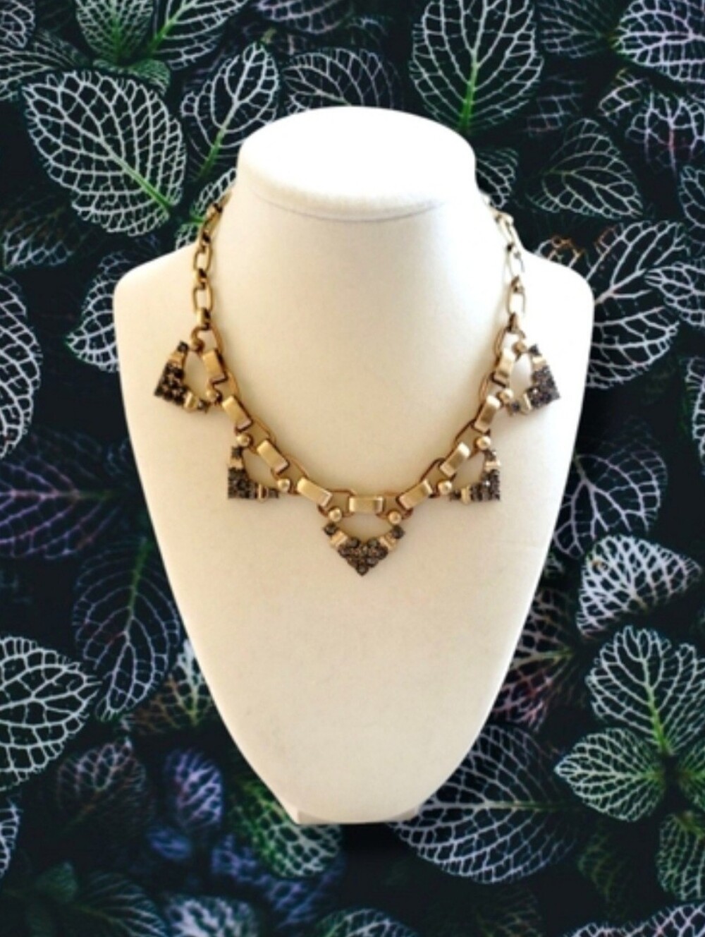 Stella & Dot | Pretty Gold/Smokey Purple Geometric Statement Necklace